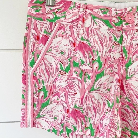 Lilly Pulitzer Pink Colony Flamingo Callahan Shorts Size 0 - Picture 2 of 7